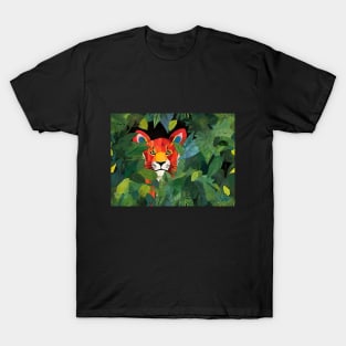 Cute Orange Tiger Peeking Out From Green Jungle Grass T-Shirt